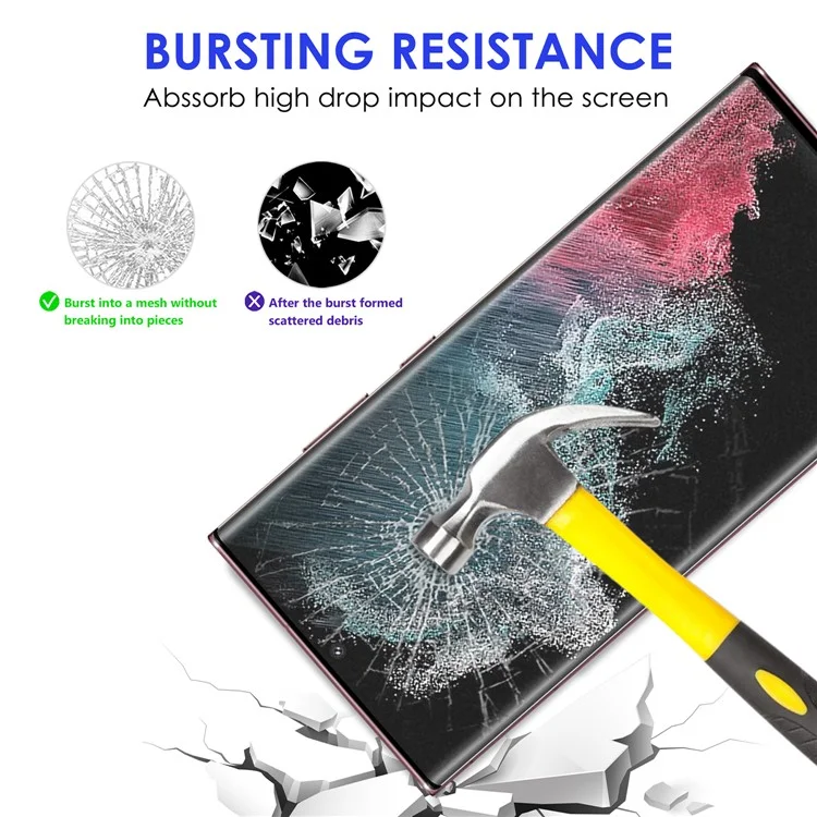 Для Samsung Galaxy S22 Ultra 5G 3D Curved Tempered Glass Film Side Glue AGC Glass Full Screen Protector