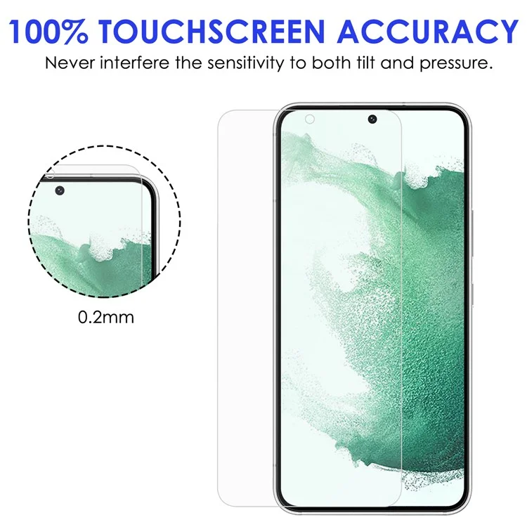 Para Samsung Galaxy S22 5G 9H Dureza Anti-dingerprint 2.5D AGC Glass Tempered Screen Protector + Preciso Protector de Lente de Cámara de Corte