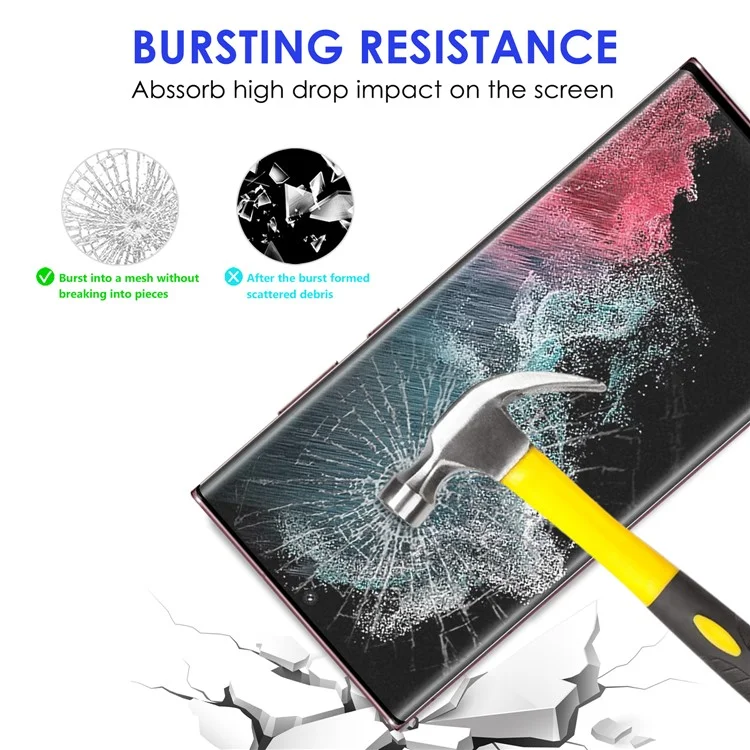 Pour Samsung Galaxy S22 Ultra 5G 9H Dureté 3D Incurvé Côté Colle Couverture Complète Protecteur d'écran en Verre Trempé + Protecteur d'objectif de Caméra Découpé avec Précision