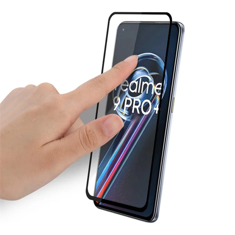 MOCOLO Full Cover Full Glue Screen Protector для Realme 9 Pro+ / Oppo Reno7 Z 5G, защита экрана из двойного стекла с HD-фильтром против отпечатков пальцев - черный