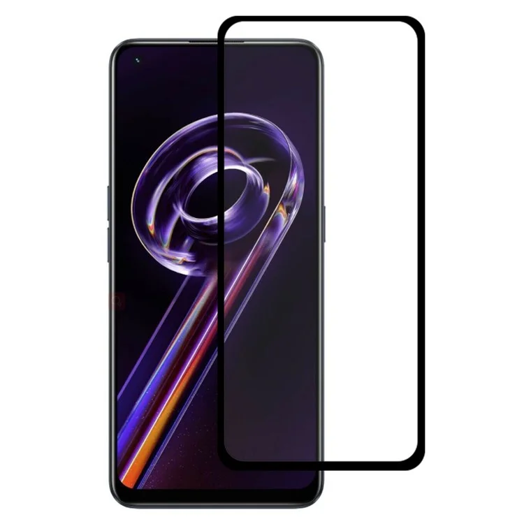 AMORUS For Realme 9 Pro+ 5G / Reno7 Z 5G Silk Printing Ultra Clear Full Glue Tempered Glass Solid Defense Screen Protector - Black