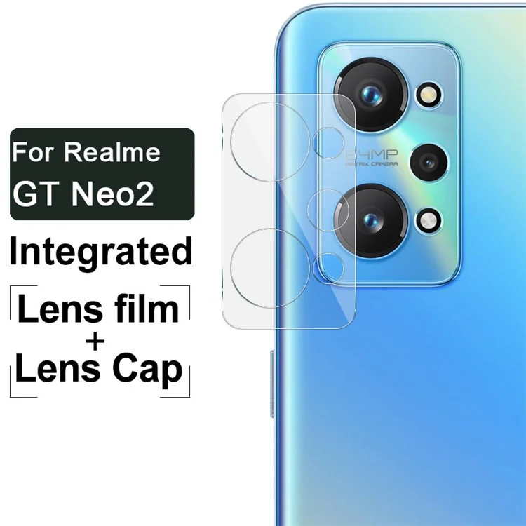 IMAK für Realme GT2/GT Neo2 5G/GT Neo 3T 5G Vollabdeckung Anti-Scratch Panzerglas Kameralinsenfilm + transparente Acryllinsenkappe