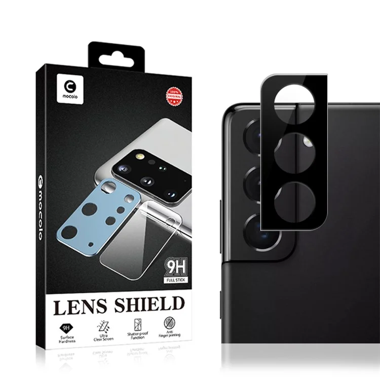 MOCOLO pour Samsung Galaxy S21 4G/5G 9H Ultra Clear Silk Printing Anti-explosion Full Glue Clear Tempered Glass Camera Lens Screen Protector - Noir