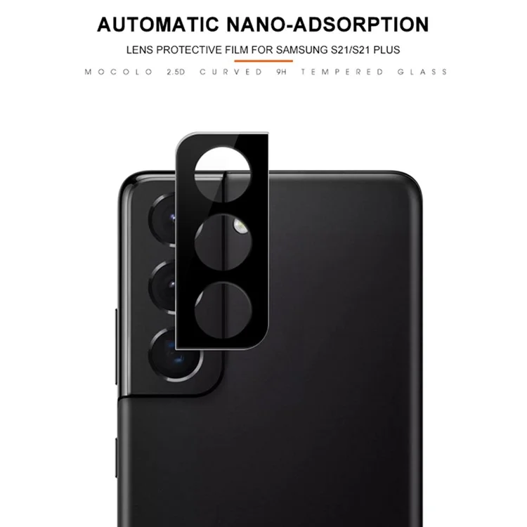 MOCOLO pour Samsung Galaxy S21 4G/5G 9H Ultra Clear Silk Printing Anti-explosion Full Glue Clear Tempered Glass Camera Lens Screen Protector - Noir