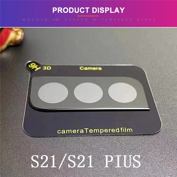 MOCOLO pour Samsung Galaxy S21 4G/5G 9H Ultra Clear Silk Printing Anti-explosion Full Glue Clear Tempered Glass Camera Lens Screen Protector - Noir