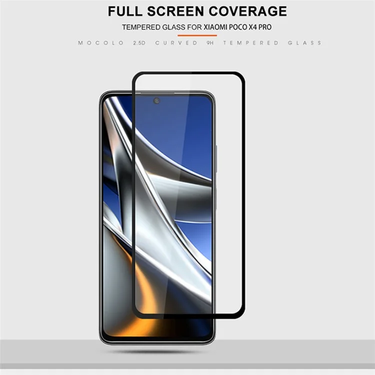 MOCOLO Solid Defense Screen Protector for Xiaomi Poco X4 Pro 5G, Full Coverage Full Glue HD Clear Silk Printing Tempered Glass Film - Preto