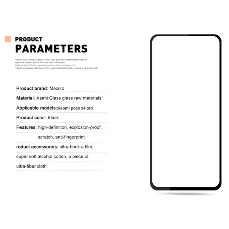 MOCOLO Solid Defense Screen Protector for Xiaomi Poco X4 Pro 5G, Full Coverage Full Glue HD Clear Silk Printing Tempered Glass Film - Preto