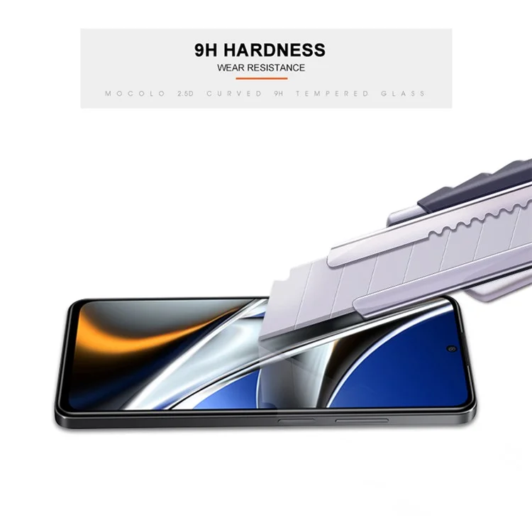 MOCOLO Solid Defense Screen Protector for Xiaomi Poco X4 Pro 5G, Full Coverage Full Glue HD Clear Silk Printing Tempered Glass Film - Preto