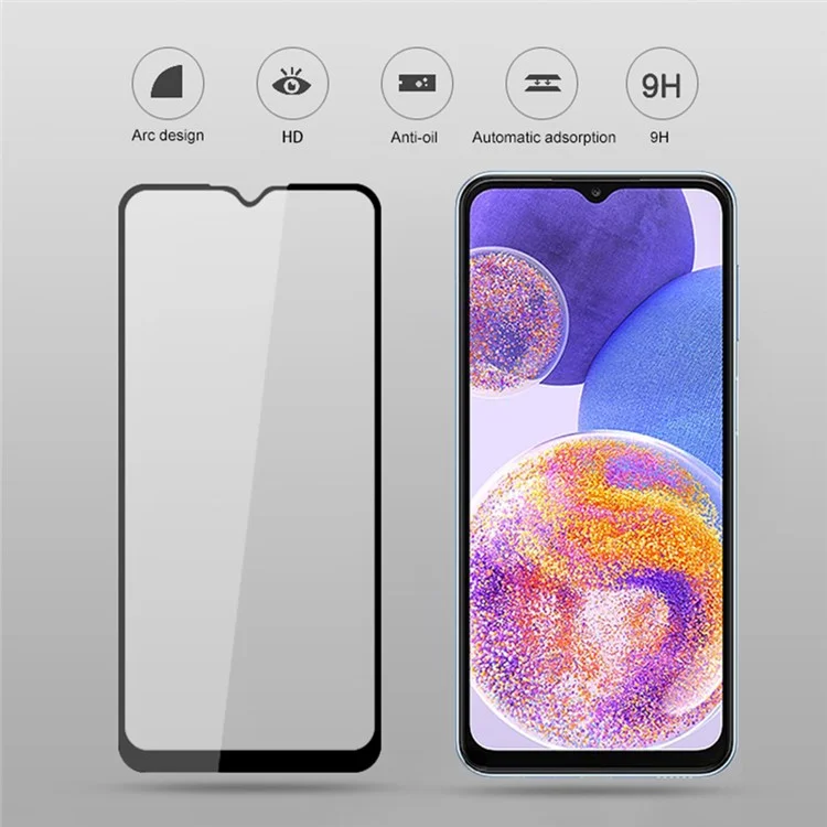 MOCOLO Film Per lo Schermo Del Telefono Cellulare in Vetro Anticro-graffio Per Samsung Galaxy A23 4G (165,4 x 76,9 x 8,4 Mm), Copertura Completa HD Clear Huring Anti-explosion Anti-explosion Full Glue Screen Protector - Nero