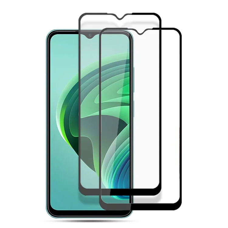 AMORUS 2Pcs / Pack for Xiaomi Redmi Note 11E 5G / Redmi 10 5G / Redmi 10 Prime+ 5G, Silk Printing Tempered Glass Screen Protector Full Glue Explosion-Free Ultra HD Film - Black