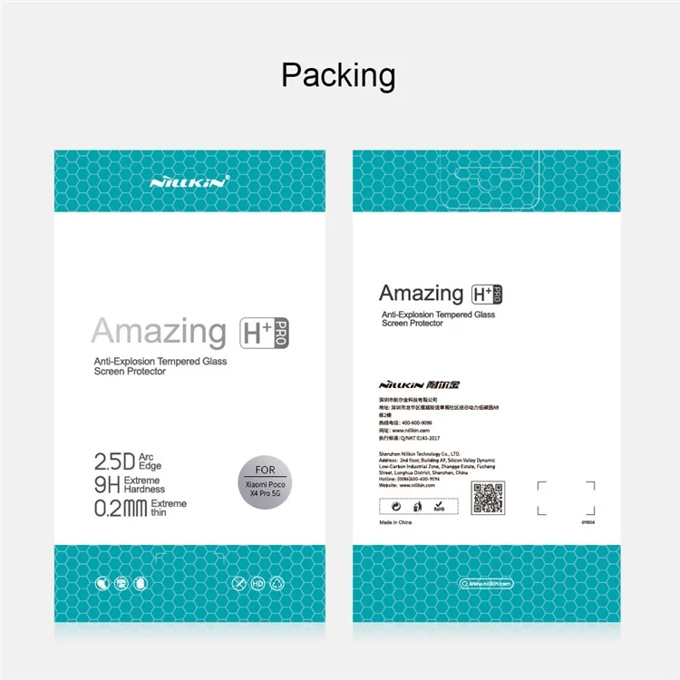 NILLKIN H+Pro AGC Glass Screen Protector per Xiaomi Poco X4 Pro 5G, durezza 9H Antiriflesso Anti-olio Pellicola in vetro temperato