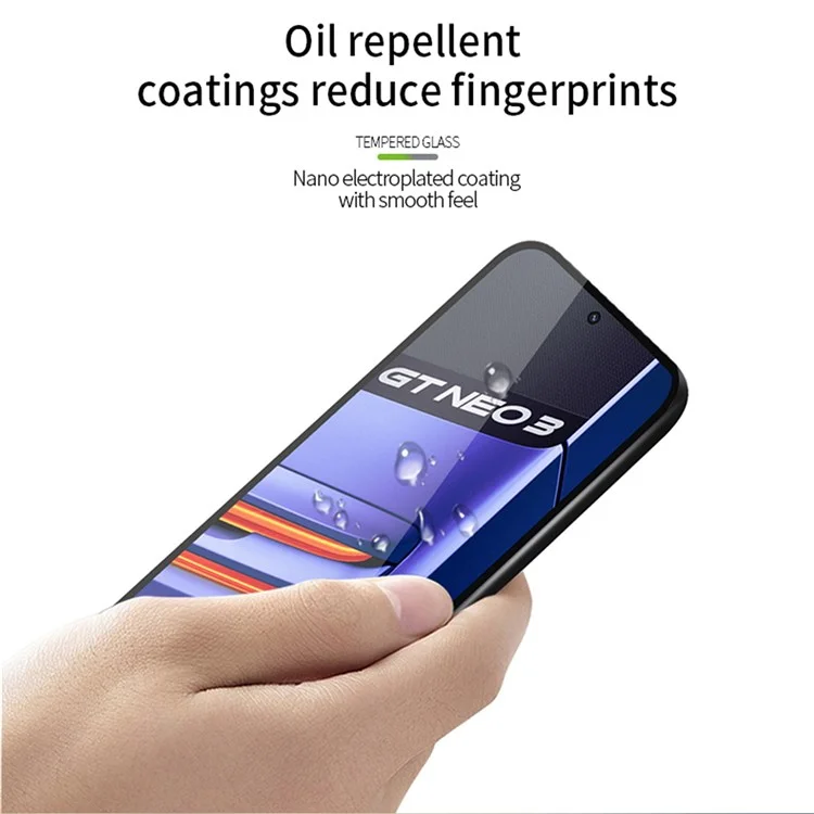 PINWUYO JK Tempered Glass Film Series-2 für Realme GT Neo3 Anti-explosion Full Glue HD Clarity Full Screen Protector
