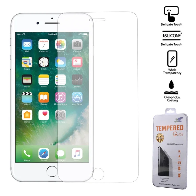 For iPhone 7 Plus Clear Full Coverage Tempered Glass Screen Protector Guard 0.3mm (Arc Edge)