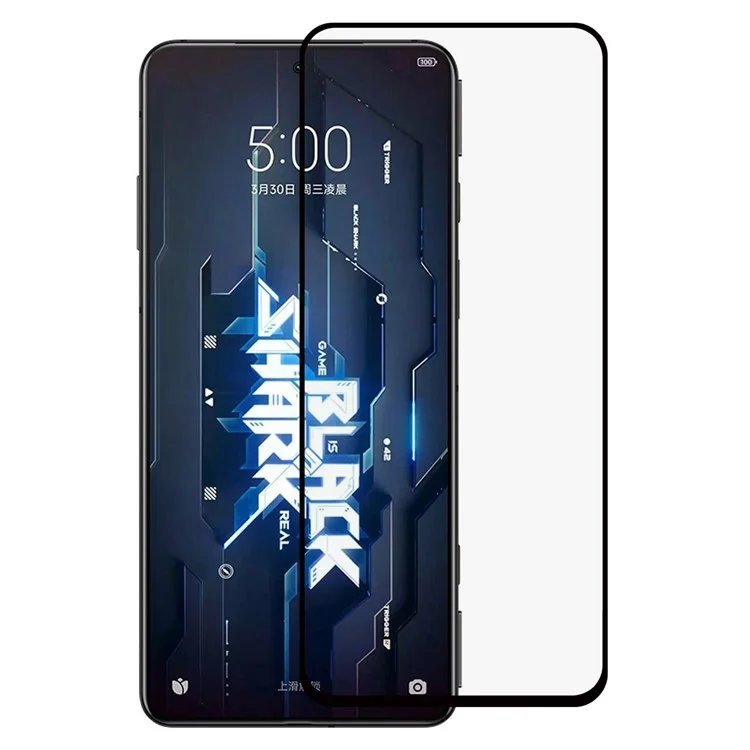 Para Xiaomi Black Shark 5 Cobertura completa Pegamento completo Película de vidrio templado antiarañazos Borde negro Impresión de seda Protector de pantalla ultra claro