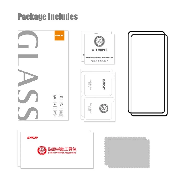 ENKAY HAT PRINCE 2Pcs / Set HD Screen Protector for Xiaomi Redmi Note 11E 5G / Redmi 10 5G / Redmi 10 Prime+ 5G, Full Coverage Full Glue Anti-Fingerprint 6D Silk Printing Tempered Glass Film