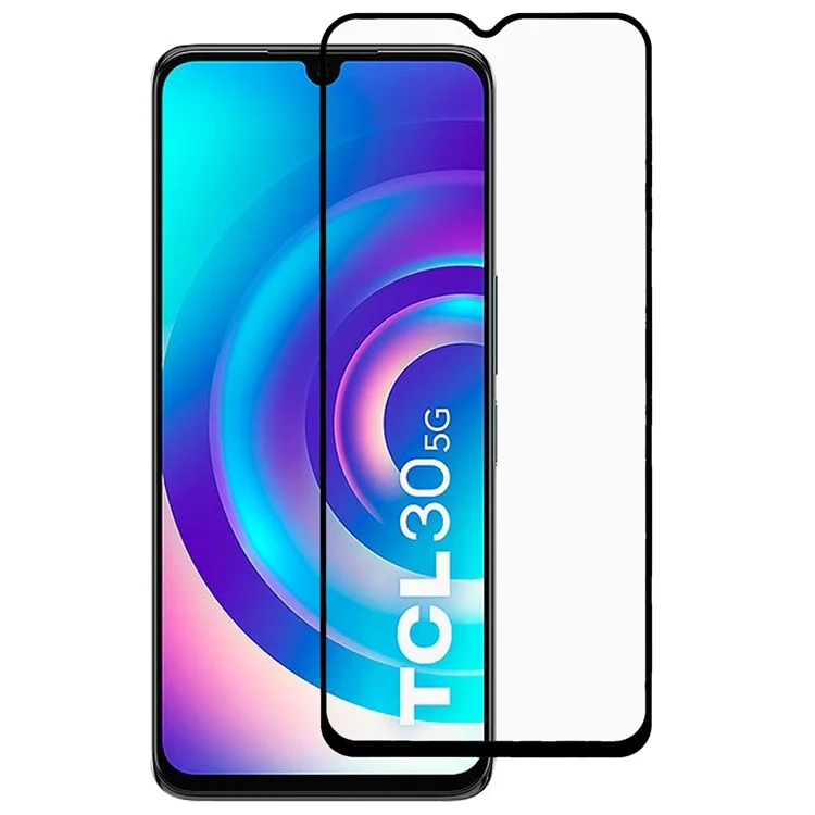 Para TCL 30 5G High Clear Screen Protector Full Cover Full Glue Silk Printing Anti-Scratch Tempered Glass Film