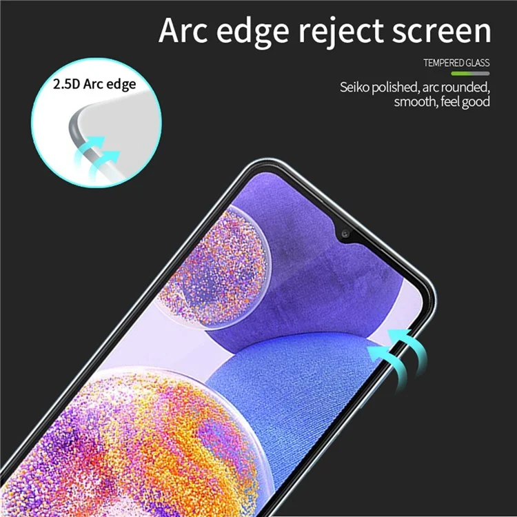 Mofi JK Temperred Glass Film Series-1 Pour Samsung Galaxy A23 4G (165,4 x 76,9 x 8,4 Mm) HD Résistant Résistante 9H Durthée Fulle Glue Préchetteur Écran