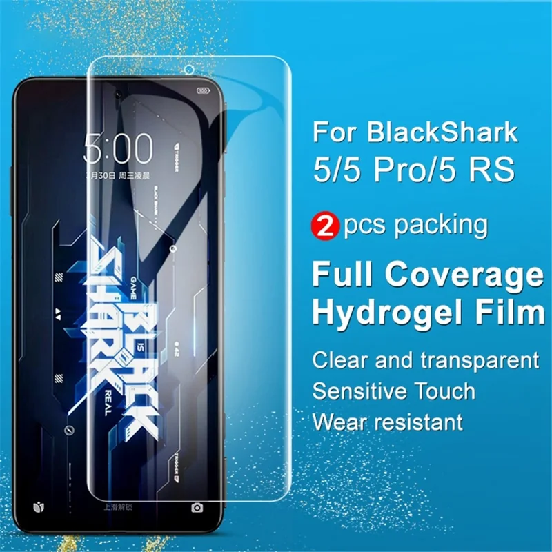 IMAK for Xiaomi Black Shark 5/5 Pro/5 RS 2Pcs/Set Hydrogel Film III Screen Protector High Sensitivity Full Coverage Transparent Soft TPU Protective Film