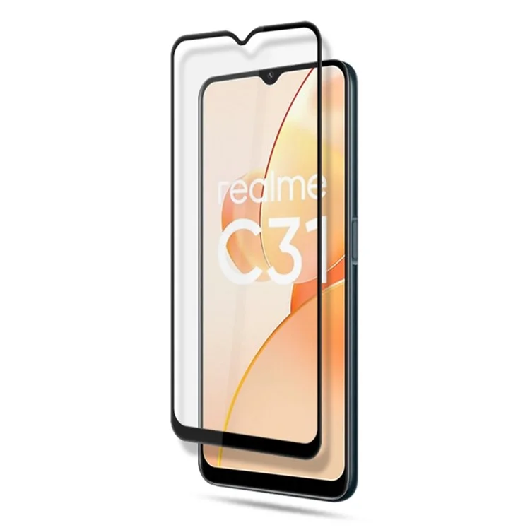 MOCOLO Complete Covering Screen Protector для Realme C31, Double Defense Full Glue Silk Printing Tempered Glass Clear Film - Black