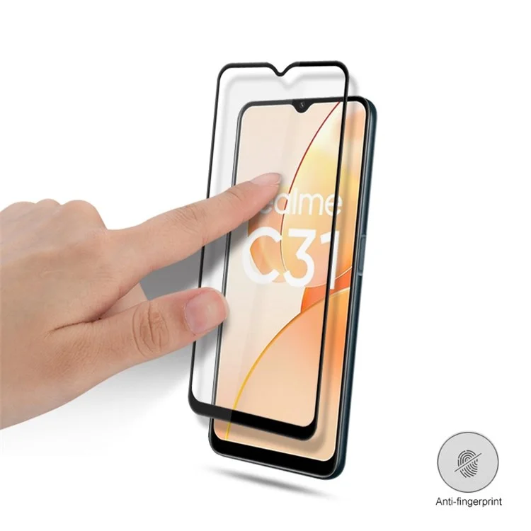 MOCOLO Complete Covering Screen Protector для Realme C31, Double Defense Full Glue Silk Printing Tempered Glass Clear Film - Black