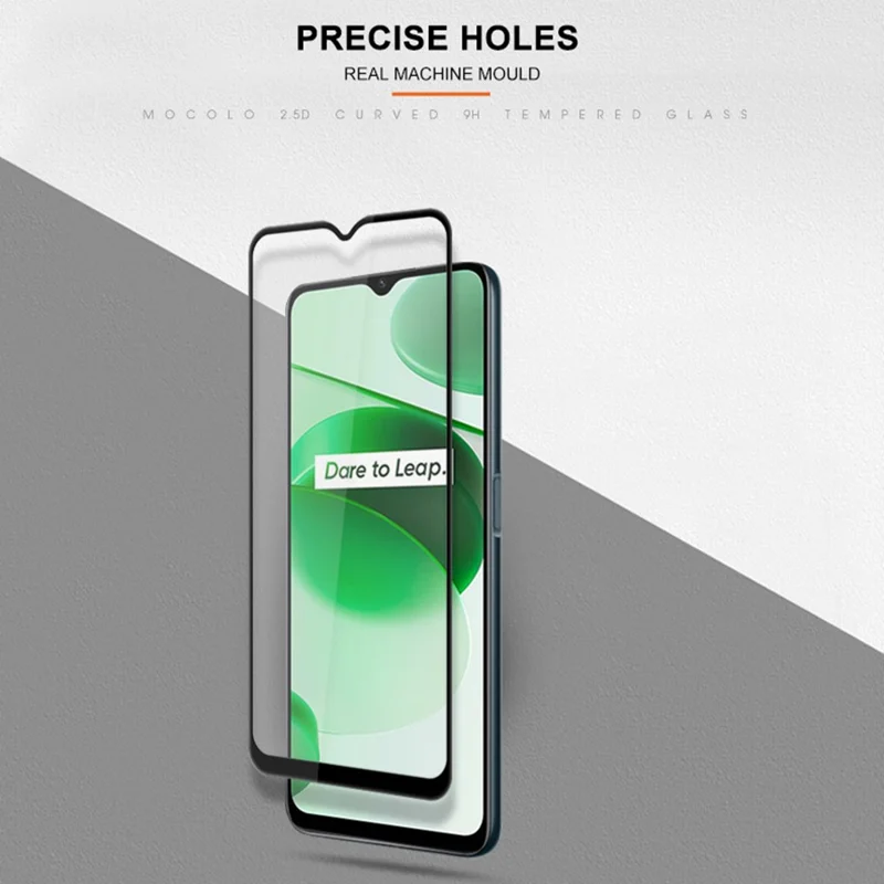MOCOLO For Realme C35 Tempered Glass Film Anti-explosion Secondary Strengthening Full Glue Full Screen Protector - Black