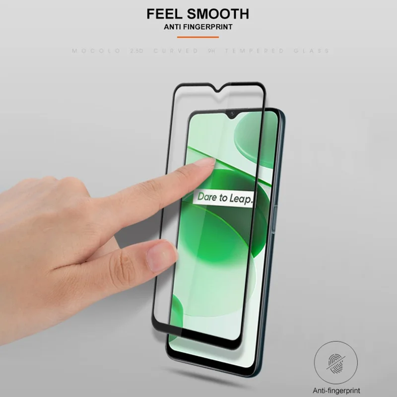 MOCOLO For Realme C35 Tempered Glass Film Anti-explosion Secondary Strengthening Full Glue Full Screen Protector - Black