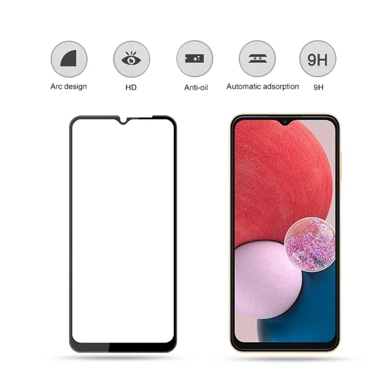 MOCOLO Solid Defense Screen Protector for Samsung Galaxy A13 4G, Silk Printing HD Tempered Glass Full Glue Full Cover Film - Black