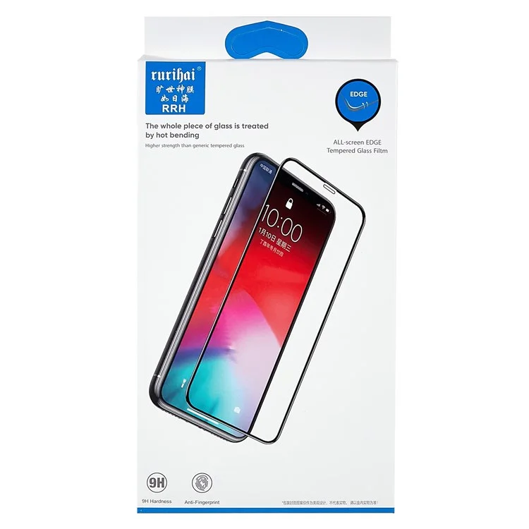 RURIHAI For iPhone 11 6.1 inch 0.18mm 2.5D Arc Edge AGC Tempered Glass Film Full Glue Silk Printing Anti-explosion Full Screen Protector