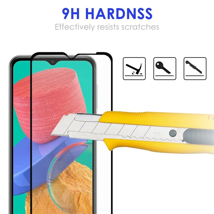 Pour Samsung Galaxy M33 5G (Version mondiale) Super Slim Black Edge Ultra Clear Wear-resistant AGC Glass Full Coverage Full Glue Tempered Glass Screen Protector
