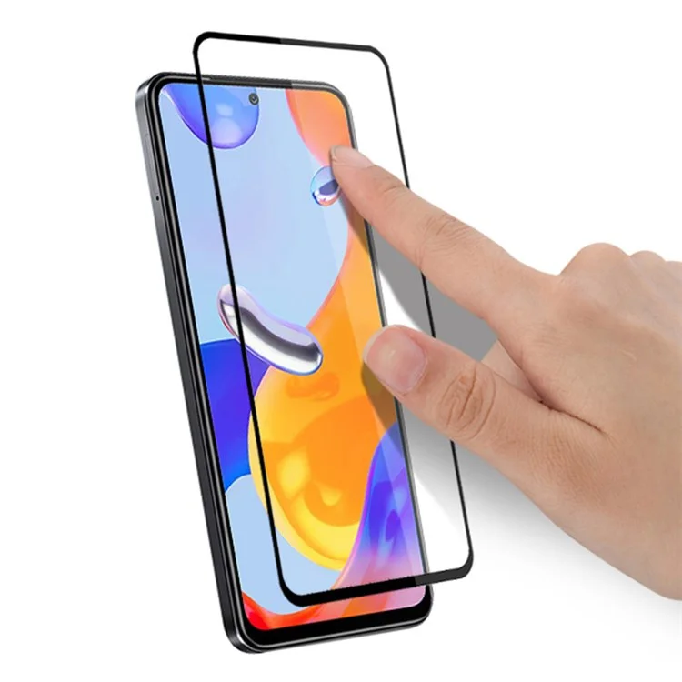 MOCOLO Pour Xiaomi Redmi Note 12 Pro 4G / 11 Pro 4G (MediaTek) / Note 11 Pro 5G (Qualcomm) Impression de soie Couverture intégrale Verre trempé Renforcement secondaire Écran HD Protecteur d'écran en verre - Noir