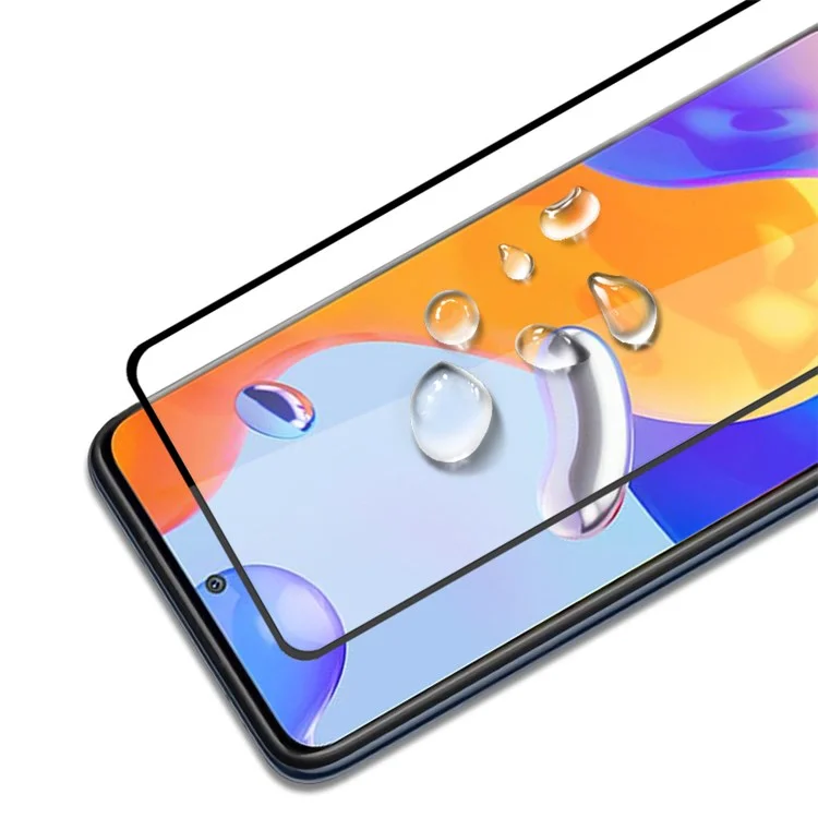 MOCOLO Pour Xiaomi Redmi Note 12 Pro 4G / 11 Pro 4G (MediaTek) / Note 11 Pro 5G (Qualcomm) Impression de soie Couverture intégrale Verre trempé Renforcement secondaire Écran HD Protecteur d'écran en verre - Noir