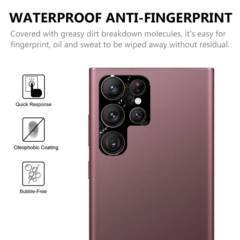 For Samsung Galaxy S22 Ultra 5G Camera Lens Protector Black Edge AGC Tempered Glass HD Clear Anti-Scratch Film