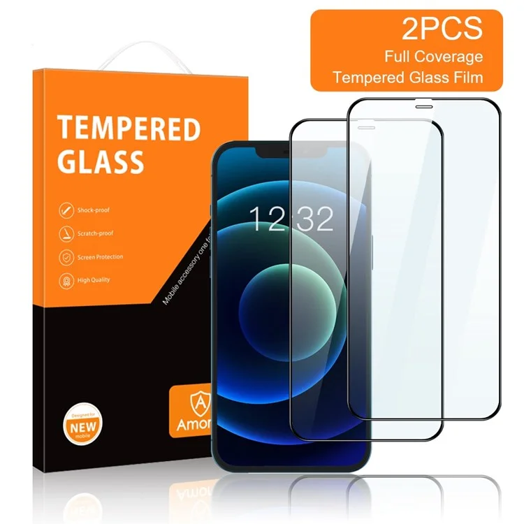 AMORUS for Xiaomi Redmi Note 12 Pro 4G / 11 Pro 4G (MediaTek) / Note 11 Pro 5G (Qualcomm) 2Pcs / Pack Black Edge Silk Printing Full Coverage Tempered Glass Screen Protector Full Glue Secondary Strengthening Protective Film