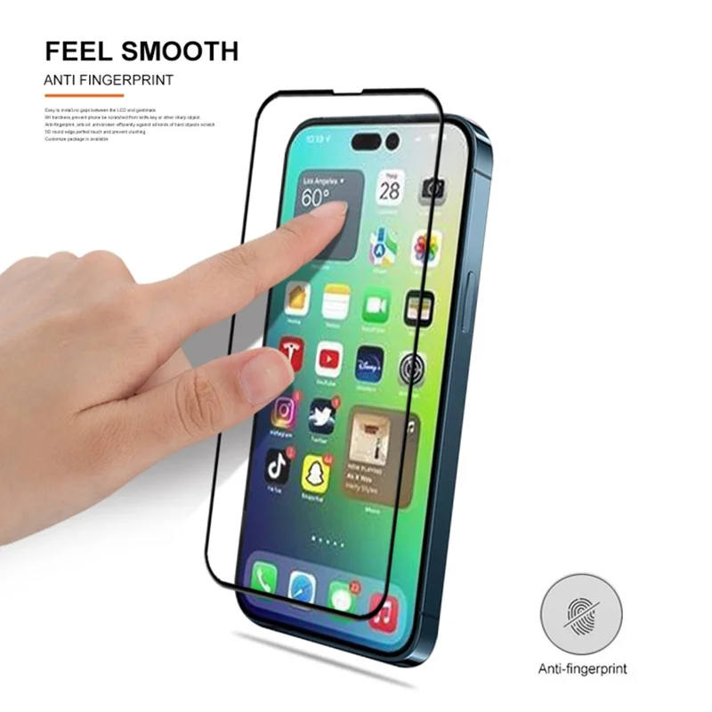 MOCOLO For iPhone 14 Pro Max 6.7 inch Silk Printing Full Glue HD Clear Full Covering Tempered Glass Secondary Hardening Screen Protector - Black