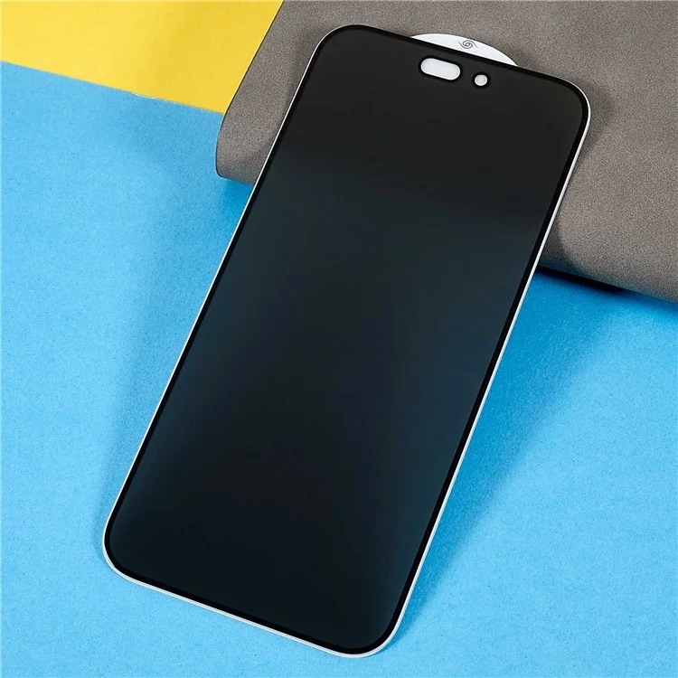 For iPhone 14 Pro 6.1 inch Explosion-proof Full Coverage Anti-spy Protector Silk Printing Tempered Glass Screen Film (Side Glue)