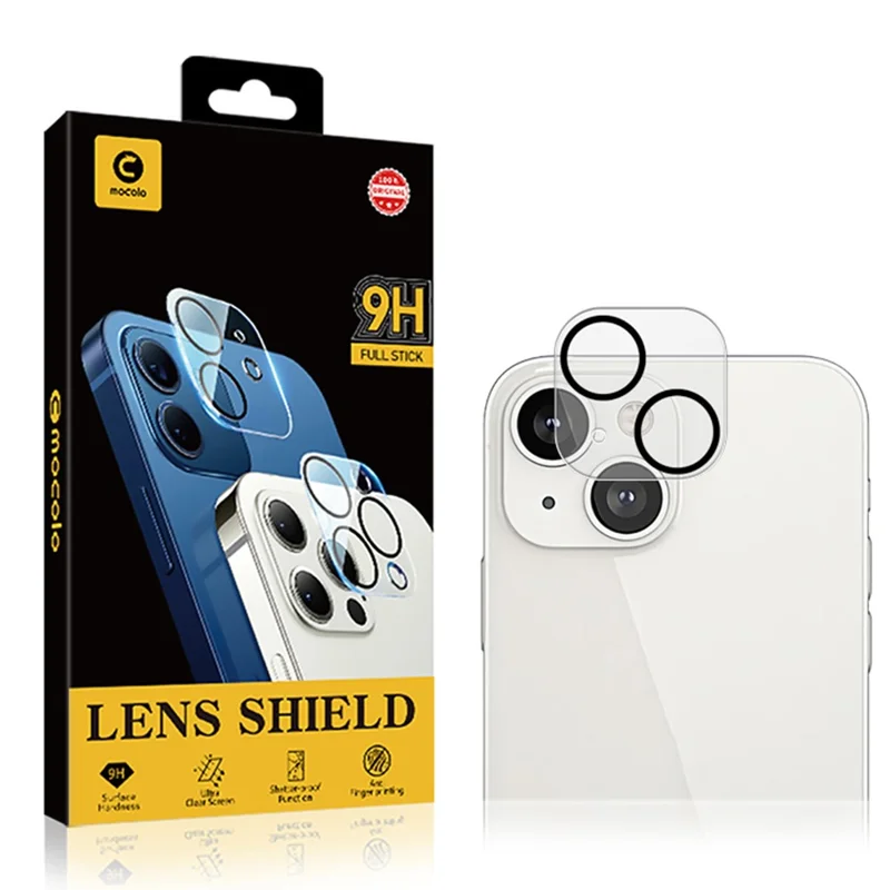 MOCOLO for iPhone 14 6.1 inch HD Tempered Glass Camera Lens Protector Black Night Circle Silk Printing 9H Lens Screen Cover Film
