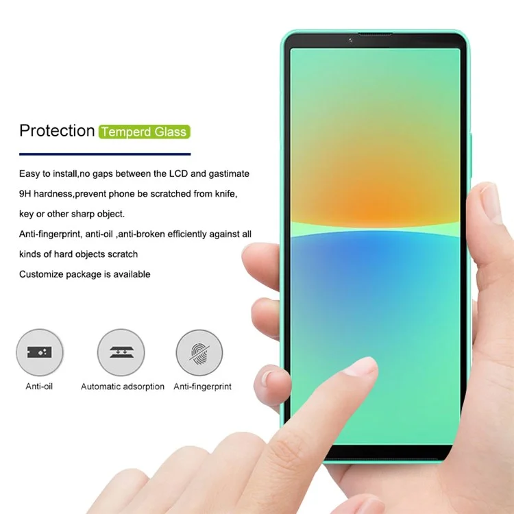 MOCOLO Full Glue Silk Printing Full Screen Protector für Sony Xperia 10 IV, Anti-explosion Secondary Hardening Ultra Clear Tempered Glass Film - Schwarz