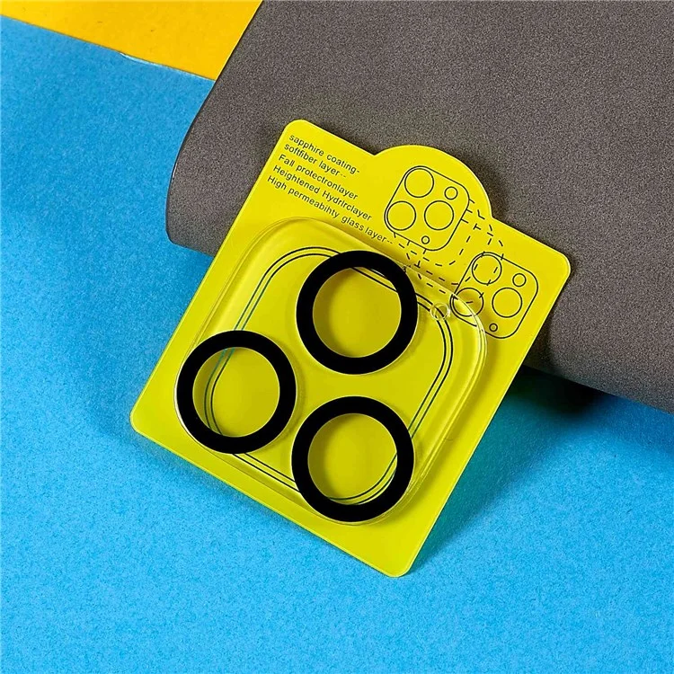 Para iPhone 14 Pro de 6.1 pulgadas/14 Pro Max de 6.7 pulgadas, 2 piezas/paquete, protector de lente de cámara transparente con serigrafía 3D, borde de arco de vidrio templado, película trasera de lente de cámara con círculo negro nocturno