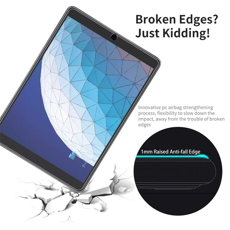 HAT PRINCE 2Pcs/Pack for iPad 10.2 (2021)/(2020)/(2019) Full Glue Tempered Glass Anti-explosion Drop-proof Airbag Full Screen Protector
