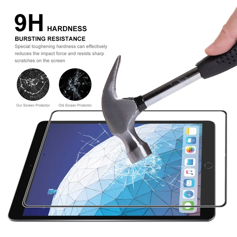 HAT PRINCE 2Pcs/Pack for iPad 10.2 (2021)/(2020)/(2019) Full Glue Tempered Glass Anti-explosion Drop-proof Airbag Full Screen Protector