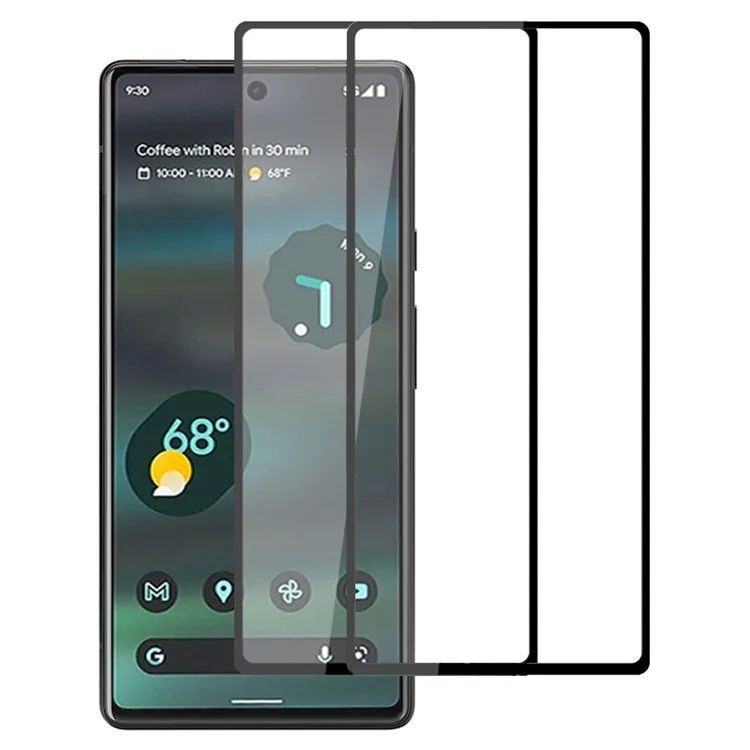 AMORUS 2Pcs/Pack for Google Pixel 6a Full Glue Secondary Strengthening Protective Film, Anti-oil Silk Printing Black Edge Tempered Glass Screen Protector
