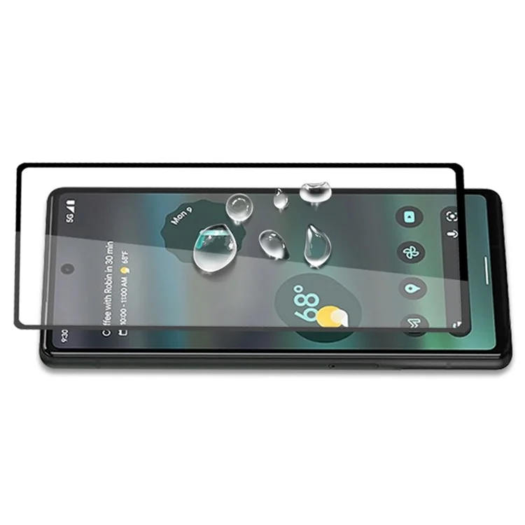 AMORUS 2Pcs/Pack for Google Pixel 6a Full Glue Secondary Strengthening Protective Film, Anti-oil Silk Printing Black Edge Tempered Glass Screen Protector