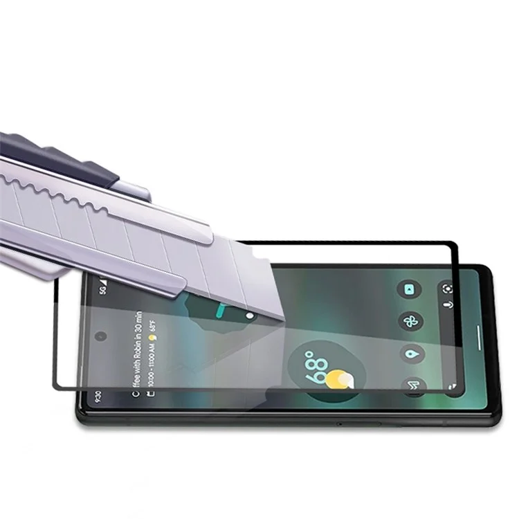 AMORUS 2Pcs/Pack for Google Pixel 6a Full Glue Secondary Strengthening Protective Film, Anti-oil Silk Printing Black Edge Tempered Glass Screen Protector