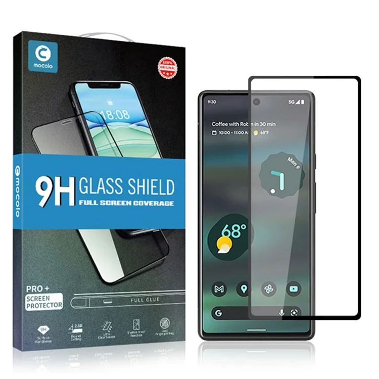 AMORUS 2Pcs/Pack for Google Pixel 6a Full Glue Secondary Strengthening Protective Film, Anti-oil Silk Printing Black Edge Tempered Glass Screen Protector