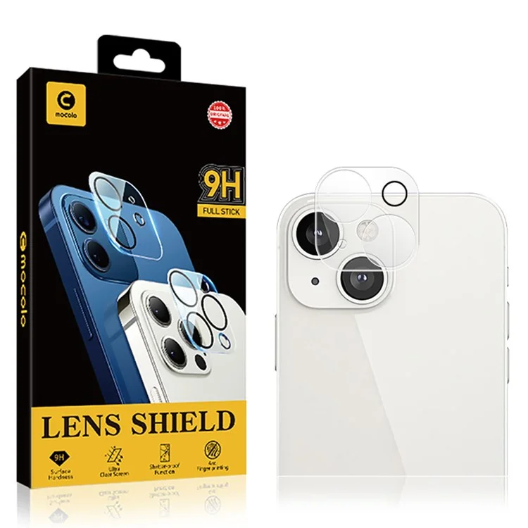 MOCOLO for iPhone 14 6.1 inch Silk Printing 9H Wear-resistant Waterproof Tempered Glass Back Camera Lens Protector - Transparent