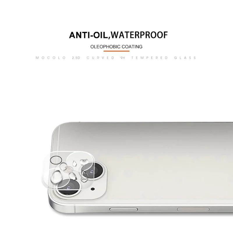 MOCOLO for iPhone 14 Plus 6.7 inch Anti-scratch Silk Printing 9H Explosion-proof Tempered Glass Back Camera Lens Protector - Transparent