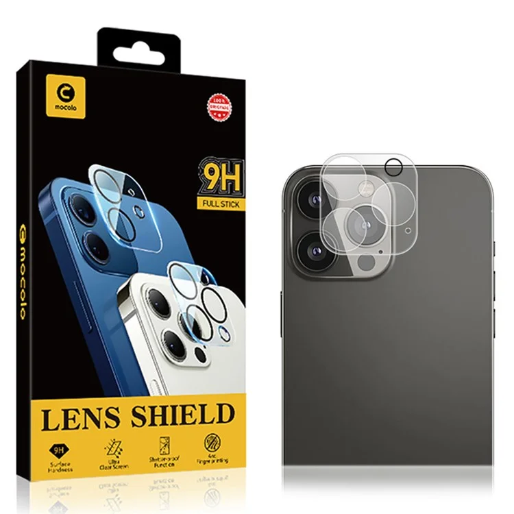 Protector de lente de cámara MOCOLO para iPhone 14 Pro 6.1 pulgadas, película protectora de vidrio templado a prueba de salpicaduras y a prueba de roturas con estampado de seda