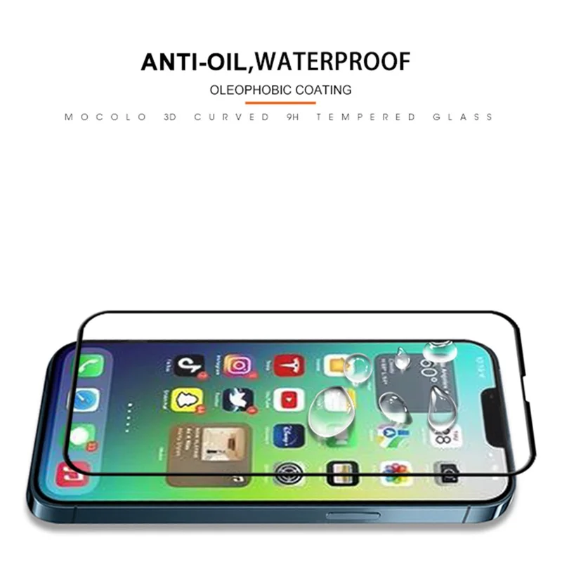 MOCOLO for iPhone 14 Plus 6.7 inch No Bubble Anti-stains Full Coverage 3D Curved Edges Screen Protector HD Tempered Glass Film Full Glue - Black