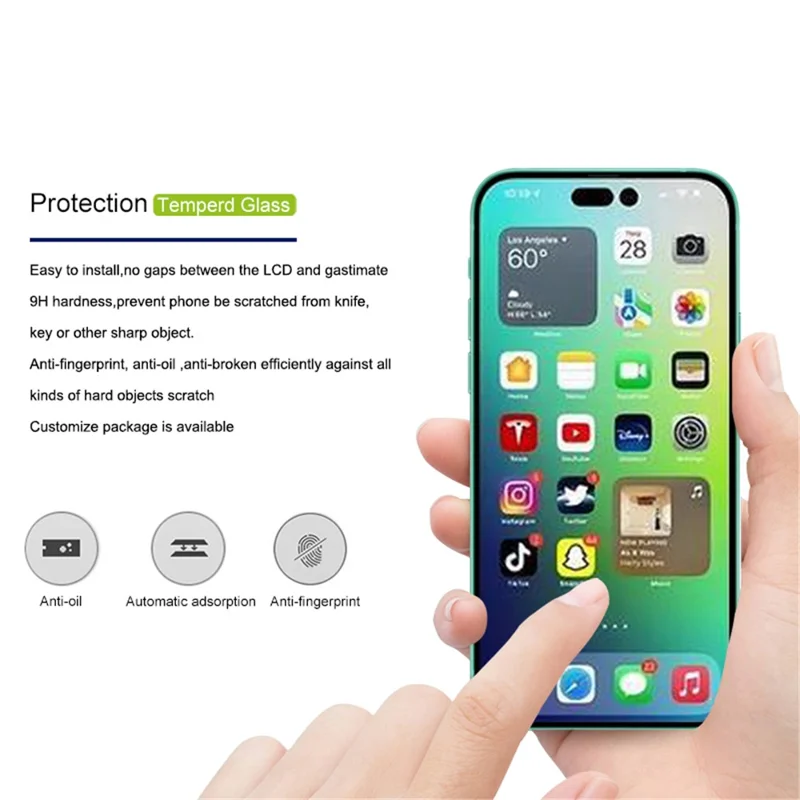 MOCOLO for iPhone 14 Pro 6.1 inch Anti-explosion Anti-wear 3D Curved Edges Screen Protector Full Covering HD Tempered Glass Film Full Glue - Black