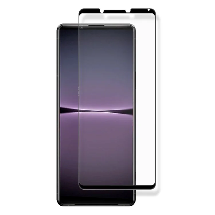 AMORUS per Sony Xperia 1 IV 5G Stampa in seta Schermo a schermo intero Antigrasso Full Glue Rinforzo secondario Pellicola protettiva antiusura Bordo nero Vetro temperato Protezione dello schermo - Nero